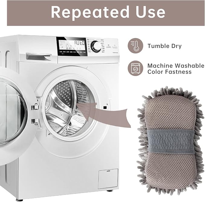 4 Pack Car Wash Mitt, BELPAIR Microfiber Sponge Cleaning Mitten for Window Cleaner, Non Scratch Sponges Auto Supplies Duster Kit Premium Washing Scrub Foam for Care Tools Foaming Cleaner (Grey)