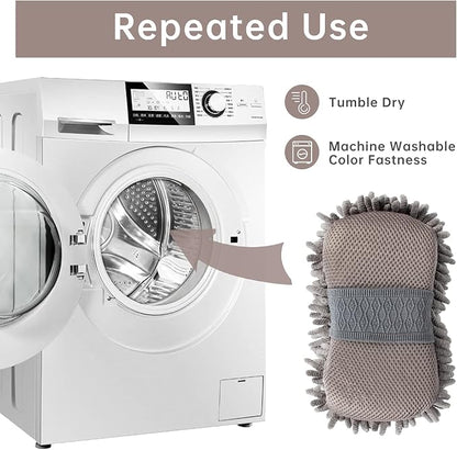 4 Pack Car Wash Mitt, BELPAIR Microfiber Sponge Cleaning Mitten for Window Cleaner, Non Scratch Sponges Auto Supplies Duster Kit Premium Washing Scrub Foam for Care Tools Foaming Cleaner (Grey)