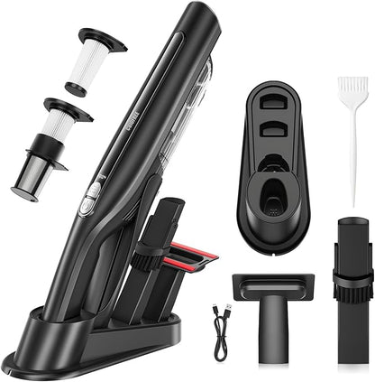 Cordless Handheld Vacuum,24KPA Powerful Hand Held Vacuum,Portable Rechargeable Car Vacuum Cleaner with Brushless Motor,Charging Dock and Washable Filter for Car,Home,Office,Pet Pair,Black