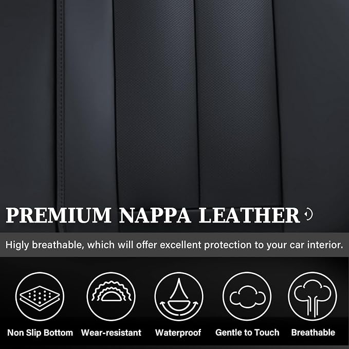 Coverado Dog Car Seat Cover for Back Seat Cover, Black Rear Car Seat Covers, 3-Pieces Waterproof Car Seat Cushion, Car Seat Protector, Leather Seat Cover Seat Protector Universal Fit Most Cars