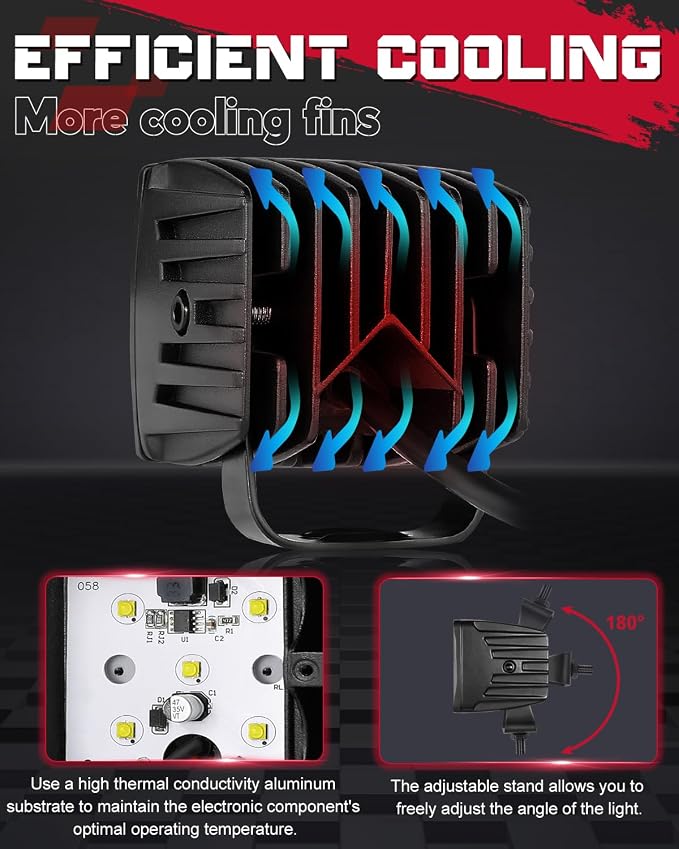 OFFROADTOWN LED Cubes, 4PCS 3 Inch 200W CREE LED Pods Spot Offroad Driving Lights 3x3 LED Cube Light Ditch Fog Lights for Truck Pickup UTV ATV SUV Boat 4x4 Car