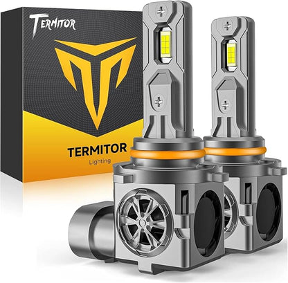 Termitor Latest 9005/HB3 Light Bulbs, 90,000LM 15X Ultra Brightness, 1:1 Halogen Size, 85,000Hrs Lifespan, 6500K White, Plug and Play Fog Light Bulbs, Canbus Ready, Pack of 2