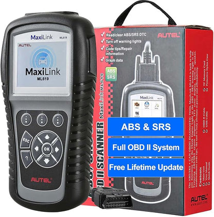 Autel MaxiLink ML619 OBD II Scanner - Same as AL619, ABS & SRS Diagnostic Tool for 1996+ Vehicles, Up of AL519 ML519, Code Reader with Live Data & Troubleshooting Tips