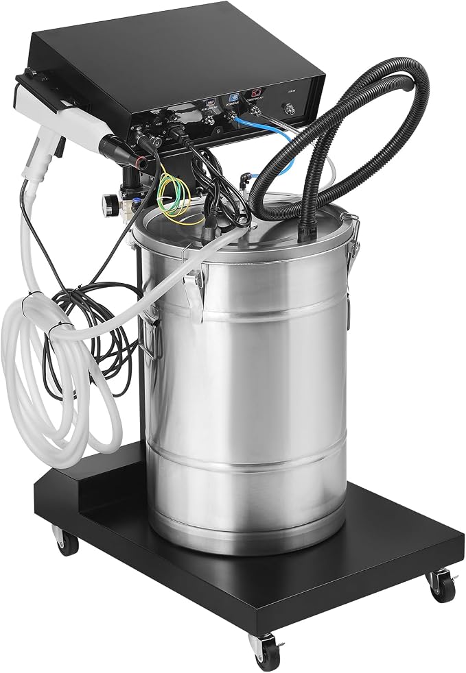VEVOR Powder Coating System, 50W 100KV Electrostatic Output Machine with 50L Powder Hopper, 450g Per Minute Kit with Spray Gun and Trolley Base, Indoor and Outdoor