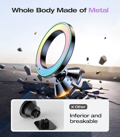VICSEED Fit for MagSafe Car Mount [Colorful Gradient] Magnetic Phone Holder for Car Dashboard [Lasting & Never Fall] All Metal Sturdy Phone Mount for Car Dash Fit iPhone 16 Pro Max 15 14 13 12 Samsung
