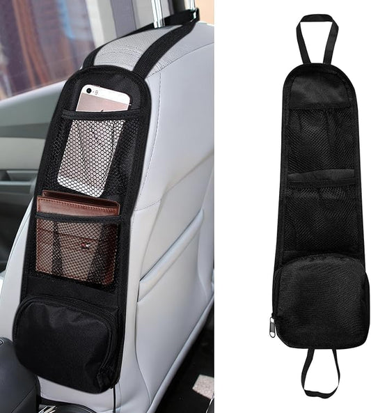Car Seat Side Organizer, Seat Side Storage Pocket, Multifunctional Mesh Net Pocket, Car Multi-Pockets Backseat Organizer Side Hanging Bag for Storage Coins, Cell Phones, Glasses (Black, 1PCS)
