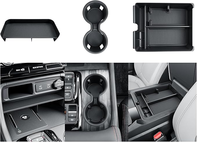 BIBIBO 3Pack for 2026 Honda Pilot Console Organizer 2026 Honda Pilot Center Console Insert Tray +Cup Holder+ Pilot Insert Divider Slot Box Secondary