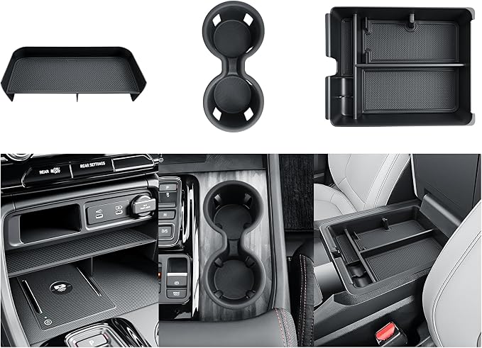 BIBIBO for 2026 Honda Passport Accessories Console Organizer 2026 Honda Passport Center Console Organizer+Cup Holder +Console Armrest Box Organizer Tray 2026 Passport Console Insert Organizer-3Packs