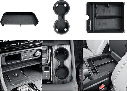 BIBIBO for 2026 Honda Passport Accessories Console Organizer 2026 Honda Passport Center Console Organizer+Cup Holder +Console Armrest Box Organizer Tray 2026 Passport Console Insert Organizer-3Packs