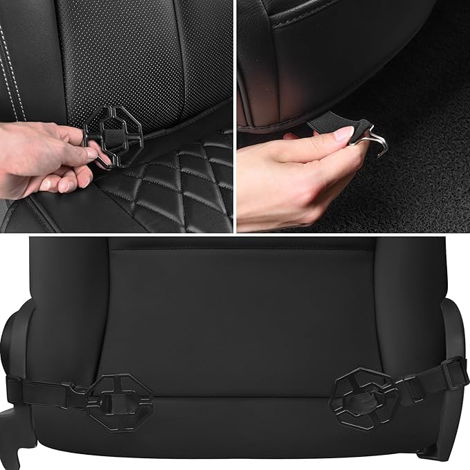 CAR PASS 1 Pack Leather Front Car Seat Cover, Bottom Seat Cover Full Wrapped with Storage Pocket, Anti-Slip Leather Seat Protector,Waterproof Seat Cushion Pad Universal Fit Sedan SUV Truck, Black