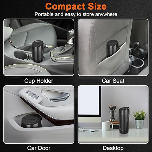 Car Trash Can, 2 Packs Mini Car Garbage Can Cup Holder with Lid | Leakproof Car Trash Bin with 60 Trash Bags, Vehicle Front Back Seat Organizers and Storage for Car, Home, Office, Black