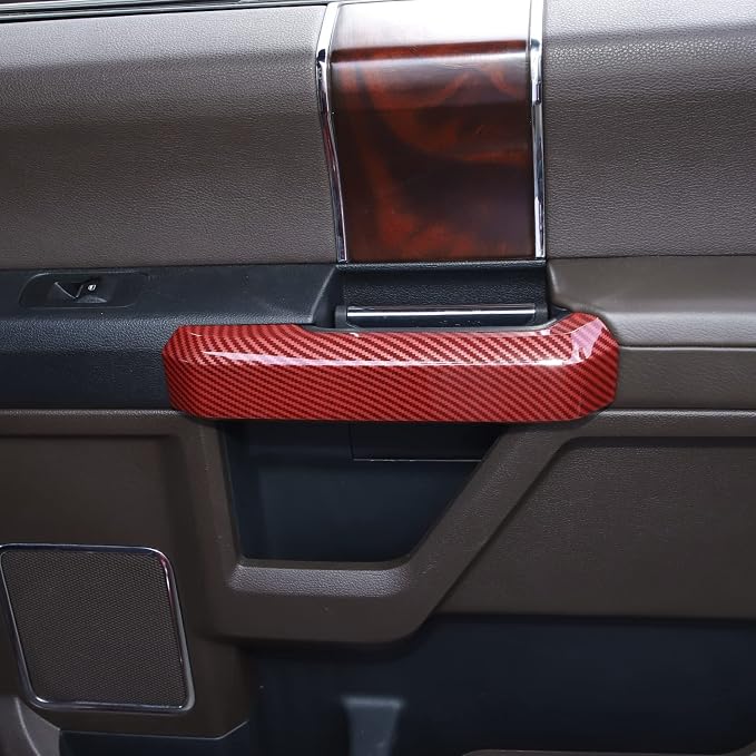 Voodonala Inner Door Handle Covers Trim for Ford F150 2015 2016 2017 2018 2019 2020(Red Carbon Color)
