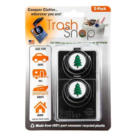 Reusable Bag Holders for Trash & Recycling | Eco-Friendly, Adhesive Clip System for Car, RV, Home, Travel, Boat | Recycled Plastic Tree Hugger - 2 Pack
