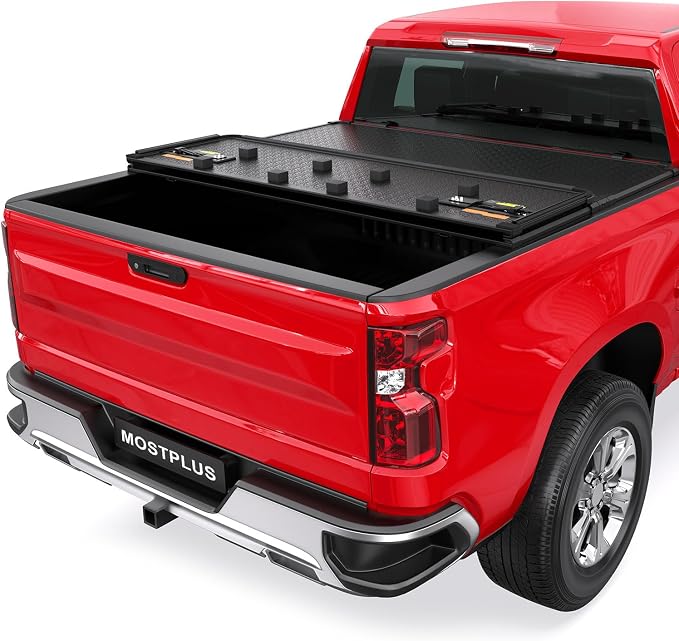 MOSTPLUS Tri-Fold Hard Truck Bed Tonneau Cover On Top Compatible for 2015 2016 2017 2018 2019 2020 2021 2022 2023 2024 2025 Chevy Colorado GMC Canyon Solid (5.2 FT Feet Bed)