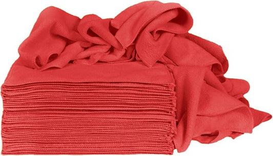 CleanAide 300 GSM Ultra Absorbent Microfiber Cleaning Towels for Kitchen, Car, and Home, Reusable Lint-Free Cloths, Scratch-Free, Streak-Free, Wet or Dry Cleaning, 12x12 in, 50-Pack, Red