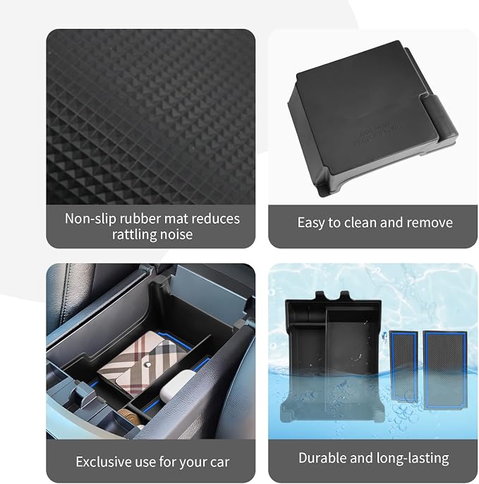 CDEFG for 2020-2023 2024 Edge Center Console Organizer Tray Compatible with 2020-2023 2024 Ford Edge Middle Console Organizer Armrest Tray Storage Box 2023 2024 Edge Accessories (Blue Trim)