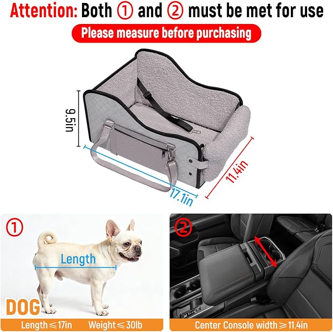 TKYZ Center Console Dog Car Seat,Pet Puppy Middle Console Dog Car Seat for Small Dogs (Full-Size Truck Gray)