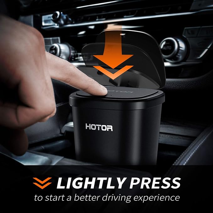 HOTOR Car Trash Can, Car Trash Cup with 30 Additional Trash Bags for Exclusive Using, Multipurpose Trash Can for Car, Office & Home to Meet Various Needs - 2 Packs, Black