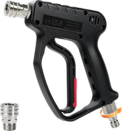 Pressure Washer Short Gun, 5000 PSI/10.5 GPM High Power Washer Spray Gun with 3/8'' Swivel Quick and M22-14mm Connect for Foam Cannon Car Wash