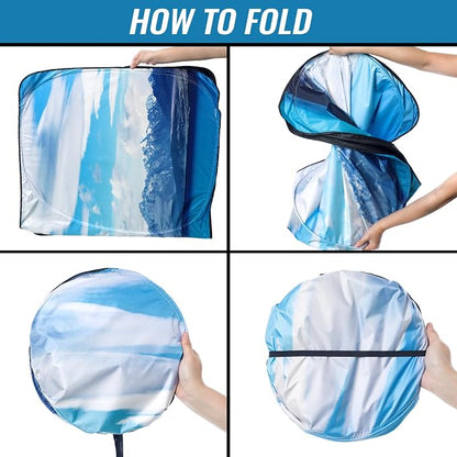 Windshield Sun Shade - Car Windshield Sun Shade for UV Protection Heat Reduction 2026 Sun Visor for Car Interior (57"x31"), Blue - Snowy Mountain
