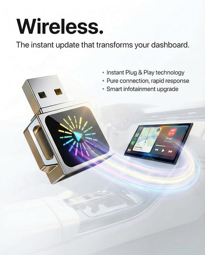 Wireless CarPlay & Android Auto Adapter 2-in-1, WiFi 6 Mini Metal Wireless CarPlay Dongle, Plug & Play USB-A for iPhone iOS 10+ & Android 11+, Converts Factory Wired CarPlay/Android Auto to Wireless