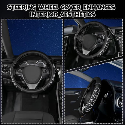 Ventilated Heart-Shaped Steering Wheel Cover with Anti-Slip Leather Grip. Compatible with Ford, Toyota, Honda, Nissan, and Chevrolet Vehicles for 14.5-15.2 inch Round Steering Wheels.