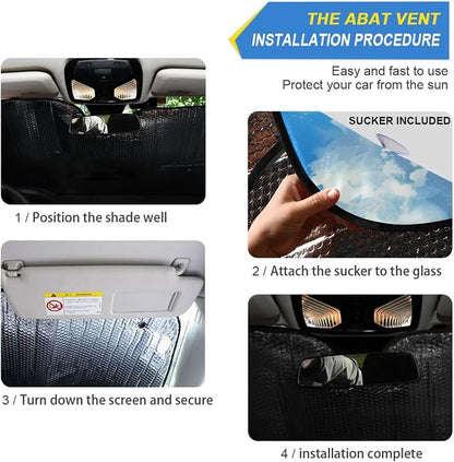 Windshield Sun Shade Cute Shark Blue Ocean Wave Front Window Block UV Shades Visor Reflective Retractable for Car SUV Trucks