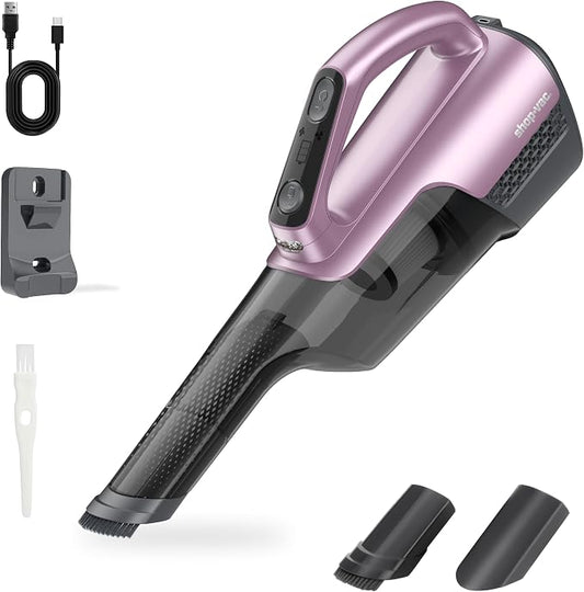 Shop-Vac S2 12V Handheld Vacuum Cordless, Dual-Speed Powerful Portable Car Vacuum Rechargeable, Wall-Mounted Lightweight Hand Vacuum for Home & Car, LED Light, HEPA Filter, Purple