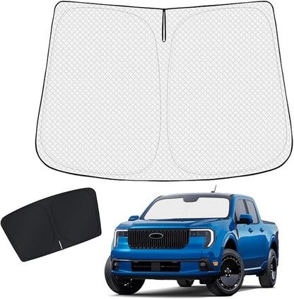 KUST Windshield Sun Shade Custom Fit for Ford Maverick 2022-2024 2025 2026 Accessories Sun Shade Front Windshield Sun Visor Foldable Thicker 5-Layer Blocks UV Rays