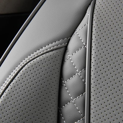 Coverado Car Seat Cover Front Seat, Gray Seat Covers Front Seats, Nappa Leather Waterproof, Car Seat Cushion, Car Seat Protector Universal Fit Most Cars