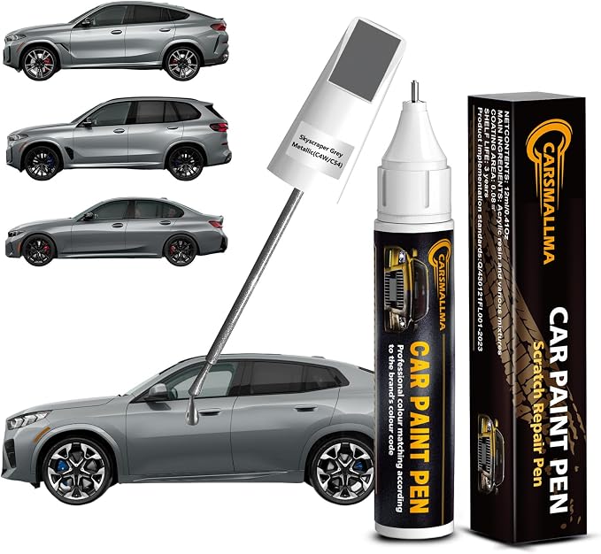 C4W/C54 Skyscraper Grey Metallic Car Touch Up Paint for BMW, Color Accurate Car Paint Scratch Repair Pen Kit Quick & Easy Fix Vehicle Chips and Automotive Nicks Scuff