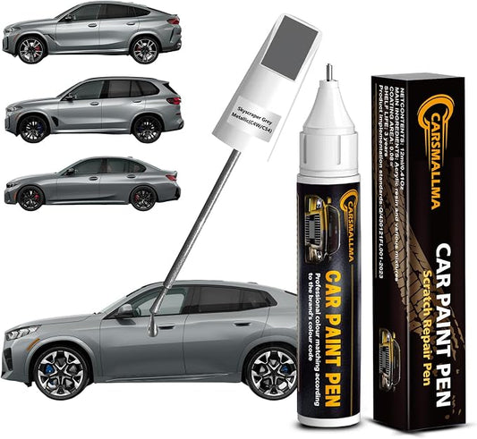 C4W/C54 Skyscraper Grey Metallic Car Touch Up Paint for BMW, Color Accurate Car Paint Scratch Repair Pen Kit Quick & Easy Fix Vehicle Chips and Automotive Nicks Scuff