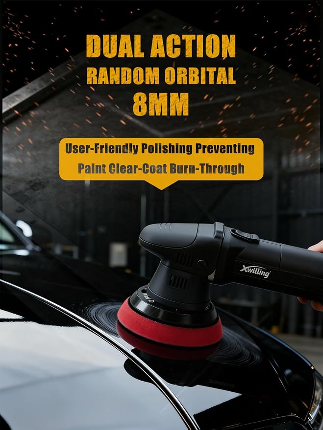 Buffer Polisher, 5-Inch 8MM Dual Action Random Orbital Car Polisher with 6 Variable Speed 1800-4500 RPM, Car Detailing Kit for Car Detailing Polishing and Waxing