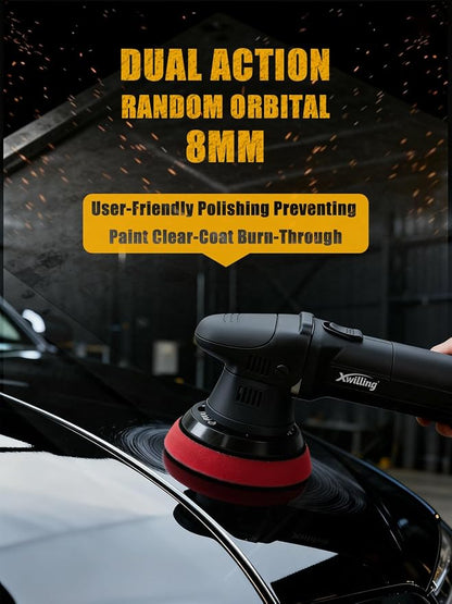 Buffer Polisher, 5-Inch 8MM Dual Action Random Orbital Car Polisher with 6 Variable Speed 1800-4500 RPM, Car Detailing Kit for Car Detailing Polishing and Waxing
