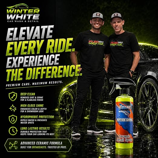 Winter White Riptide Shine Ceramic Detail Spray, Incredible Shine and Protection for Vehicle Paint, Extreme Water Beading, Safe for Cars, Trucks, Motorcycles, RV's and More, 16 oz. (Pack of 2)