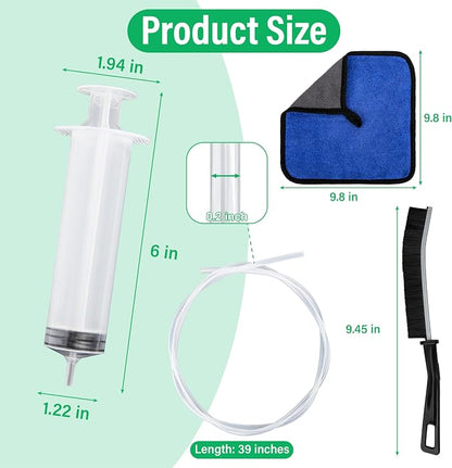 ecocstm Auto Sunroof Drain Cleaning Tool, 120 Inch Flexible Drain Brush, Sunroof Drain Cleaner with Pipe Cleaning Brush, Syringe Hose and Crevice Brush, Cleaning Tool for Drains, Sewers, Windshields
