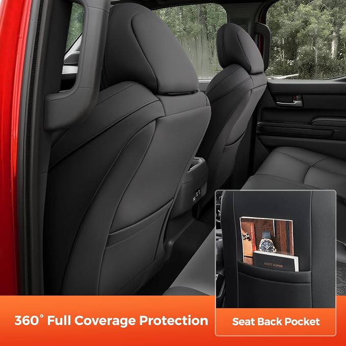 DiffCar® Seat Covers for Toyota Tacoma 2026 2025 2024 Double Cab(Gas Only), Front Seat & Console Covers Only, Faux Nappa Leather Custom Fit Car Protectors Accessories for Tacoma 4th Gen, Black Camo