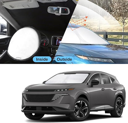 TINGLU Sun Shade for Nissan Murano 2025 2026 Accessories Windshield Sun Shade Window Shade UV Rays Protection Sun Visor Cover with Steering Wheel Sunshade Storage Bag