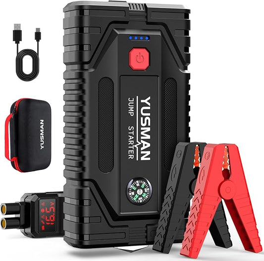 Jump Starter, 7000A Car Jump Starter, 12V Battery Jump Starter Pack, Portable Charger and Jumper Cables for All Gasoline and 10L Diesel Engines, Dual USB Quick Charge 3.0 and LED Bright Light