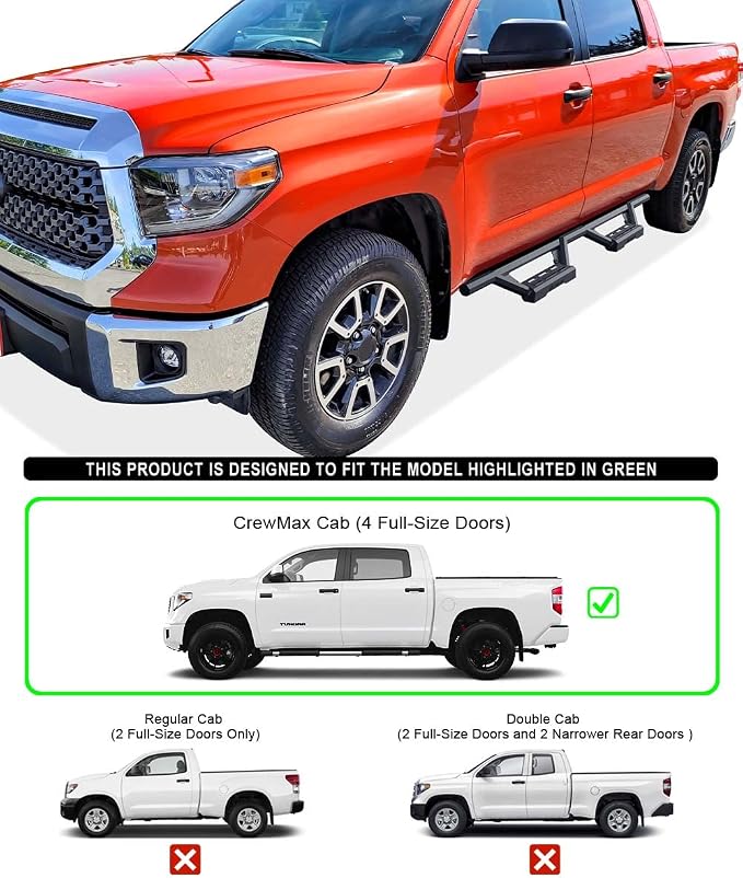 APS Drop Steps Running Boards Compatible with Toyota Tundra 2007-2021 CrewMax | Stainless Steel Side Steps Nerf Bars | Anti-Slip | 500lbs Capacity | 5-Year Warranty