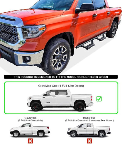 APS Drop Steps Running Boards Compatible with Toyota Tundra 2007-2021 CrewMax | Stainless Steel Side Steps Nerf Bars | Anti-Slip | 500lbs Capacity | 5-Year Warranty