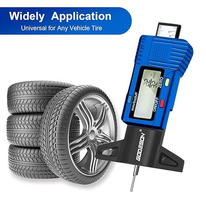 Godeson Digital Tire Gauge with 3 Modes - Fractional Inch, Decimal Inch and Millimeter, Accurate Tire Gauge for Motorcycles, Cars, Trucks