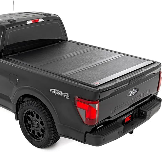 Rough Country Hard Low Profile Tri-Fold Tonneau Cover for Ford F-150 (2021–2026) & F-150 Lightning (2022–2026) – Aluminum Truck Bed Cover