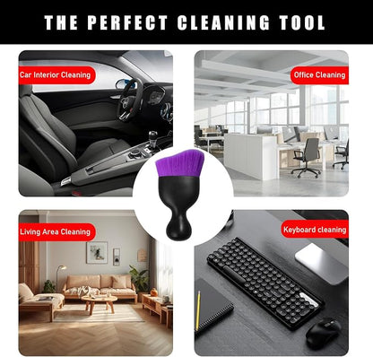 Dickno 2PCS Car Interior Dust Brush, Soft Scratch Free Auto Detailing Brushes, Universal Vehicle Interior Cleaning Tool for Automotive Dashboard, Air Vents, Leather (Pure Purple)