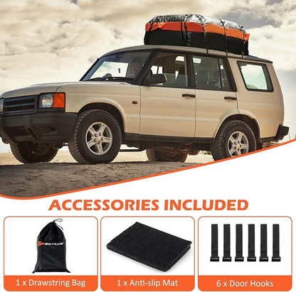 S AFSTAR 21 Cubic Rooftop Cargo Carrier Bag, Waterproof Car Roof Bag w/10 Adjustable Straps & 6 Door Hooks, Anti-Slip Mat & Storage Bag, Car Topper Luggage Carrier for Vehicle SUV with & without Racks