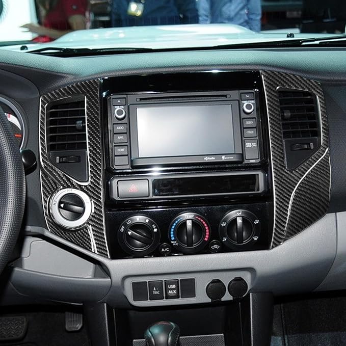 NVCNX Real Premium Carbon Fiber for Toyota 2nd Gen Tacoma Accessories 2012-2015 2013 2014 Car Dash Center Air Vent Panel Cover Interior Trim Thick Overlay Sticker Decal 6PCs - Style A