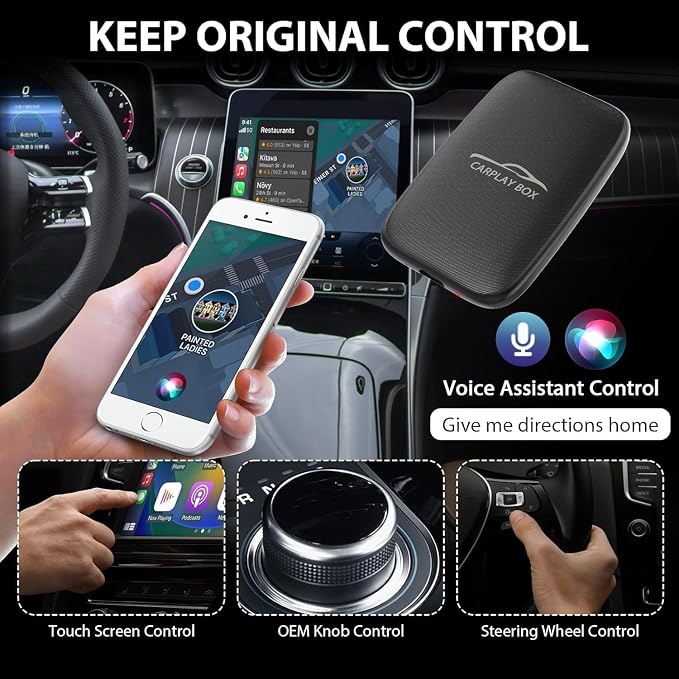 2025 Upgraded Wireless CarPlay and Android Auto Adapter -Built in YouTube Support TF Card,Magic Car Play AI Box Convert Wired to Wireless Dongle, Apple Carplay Adapter for Cars from 2016