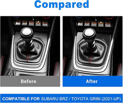 AIRSPEED Hard Carbon Fiber for Toyota GR86 Subaru BRZ 2021 2022 2023 2024 2025 Car Gear Shift Panel Cover Center Console Gearbox Panel Interior Trim Accessories, Black, Manual Transmission