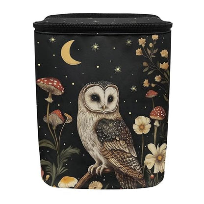 Talayituse Owl Mushroom Daisy Flower Print Car Trash Bin, Large Size Auto Trash Can Adjustable Portable Garbage Can with Lid, Vehicle Hanging Bag for Headrest Front Back Seat