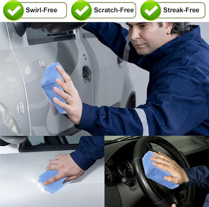 8 PCS Microfiber Applicator Pad, 4.7"x3.1" Scratch-Free Foam Buffing Scrub Pads, Car Wash Sponges for Effortless Detail Polishing, Waxing, Tire Shining, Interior Cleaning, Scrubbing (Blue)